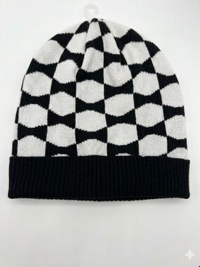 Kate Spade New York Signature Bow Beanie Black White Knit Hat